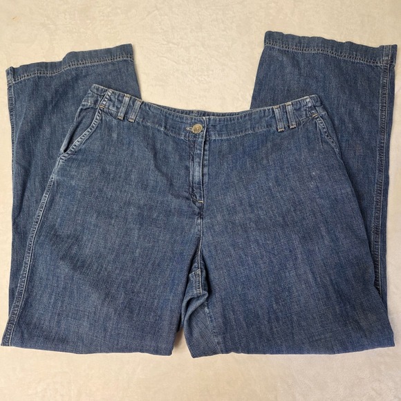Out Of The Blue J Jill Denim Wide Leg Jean Pants Womens Size 14 Slash Pockets - Picture 1 of 11